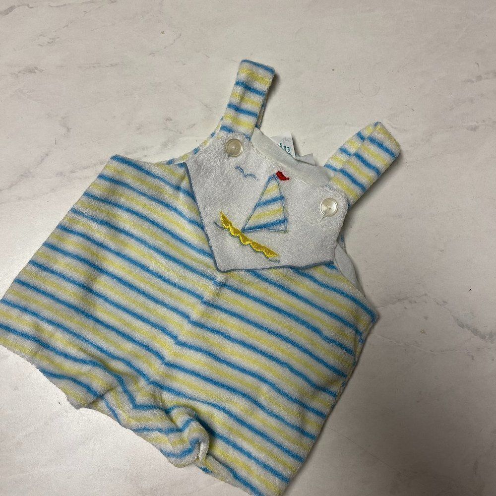 Vintage 70's Sailboat Overall 3-6 months